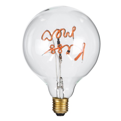 Λάμπα LED Ultra Thin Soft S Spiral Letter Filament E27 G125 KISS ME Γλόμπος 4W 340lm 360° AC 220-240V IP20 Φ12.5 x Υ18cm Ροζ με Διάφανο Γυαλί - Dimmable