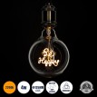 Λάμπα LED Ultra Thin Soft S Spiral Letter Filament E27 G125 BE HAPPY Γλόμπος 4W 340lm 360° AC 220-240V IP20 Φ12.5 x Υ18cm Ultra Θερμό Λευκό 2200K με Διάφανο Γυαλί - Dimmable