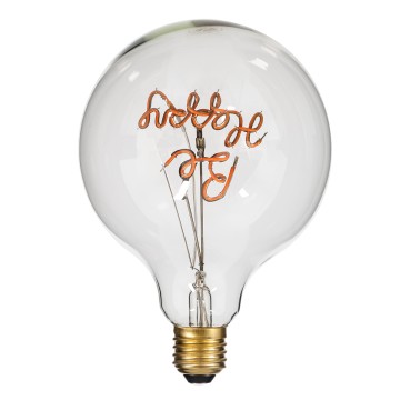 Λάμπα LED Ultra Thin Soft S Spiral Letter Filament E27 G125 BE HAPPY Γλόμπος 4W 340lm 360° AC 220-240V IP20 Φ12.5 x Υ18cm Ροζ με Διάφανο Γυαλί - Dimmable