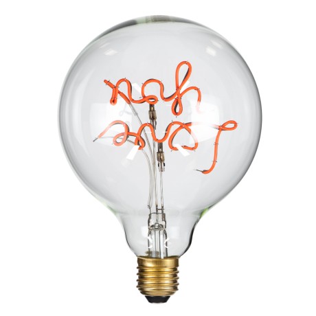 Λάμπα LED Ultra Thin Soft S Spiral Letter Filament E27 G125 LOVE YOU Γλόμπος 4W 340lm 360° AC 220-240V IP20 Φ12.5 x Υ18cm Κόκκινο με Διάφανο Γυαλί - Dimmable