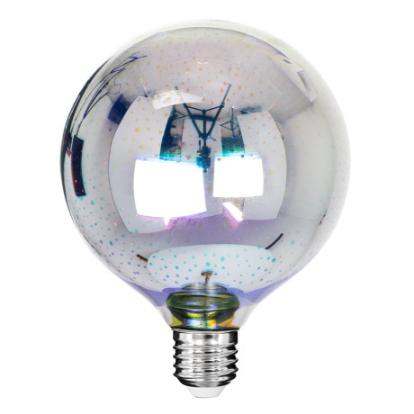Λάμπα LED Long Filament E27 G125 Γλόμπος 3D GALAXY EFFECT Γλόμπος 3W 201lm 360° AC 220-240V IP20 Φ12.5 x Υ18cm Θερμό Λευκό 2700K με Galaxy Mirror Γυαλί - Dimmable