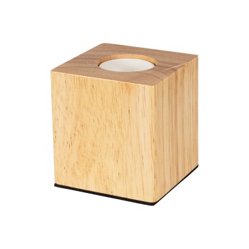 WOODBOX  Μοντέρνο Επιτραπέζιο Φωτιστικό Πορτατίφ Μονόφωτο 1 x E27 AC220-240V με 1.35m Καλώδιο και Διακόπτη On/Off - Σώμα από Φυσικό Ξύλο - Μ7.6 x Π7.6 x Υ8.2cm - Μπεζ Δρυς