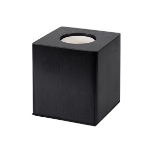 WOODBOX  Μοντέρνο Επιτραπέζιο Φωτιστικό Πορτατίφ Μονόφωτο 1 x E27 AC220-240V με 1.35m Καλώδιο και Διακόπτη On/Off - Σώμα από Φυσικό Ξύλο - Μ7.6 x Π7.6 x Υ8.2cm - Μαύρος Έβενος