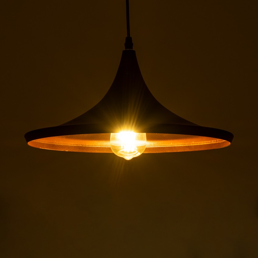 SHANGHAI  Μοντέρνο Κρεμαστό Φωτιστικό Καμπάνα Μονόφωτο 1 x E27 IP20 Μαύρο & Χρυσό Μέταλλο - Μ37 x Π37 x Υ20cm