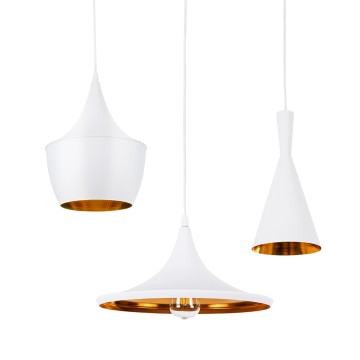 SHANGHAI  Μοντέρνο Κρεμαστό Φωτιστικό Καμπάνα Σετ Τρίφωτο 3 x E27 IP20 Λευκό & Χρυσό Μέταλλο - Μ79.5 x Π79.5 x Υ38cm