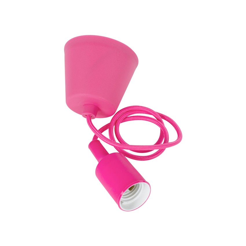 CABLITO  Μοντέρνο Κρεμαστό Φωτιστικό Οροφής Μονόφωτο 1 x E27 Φούξια Σιλικόνης Ανάρτηση με Υφασμάτινο Καλώδιο Φ4 x Υ110cm