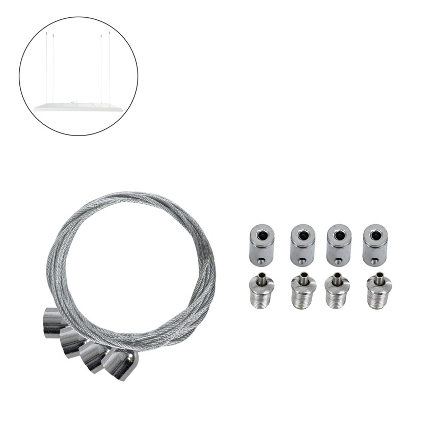 GLOBOSTAR® SUSPENSION  Σύστημα Κρέμασης με 4 Ρυθμιζόμενες Ντίζες & Εξαρτήματα Ειδικό για Πάνελ 60x60cm & 120x30cm - Μ1 x Π1 x Υ80cm