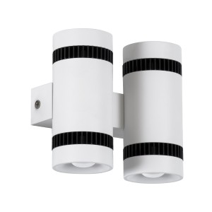 CANNONAL  Φωτιστικό Τοίχου - Απλίκα Αρχιτεκτονικού Φωτισμού Εσωτερικού Χώρου Up & Down LED 20W 2300lm 30° AC 220-240V IP20 Μ12 x Π6.5 x Υ11cm - Θερμό Λευκό 2700K - Λευκό με Μαύρο - Bridgelux Chip