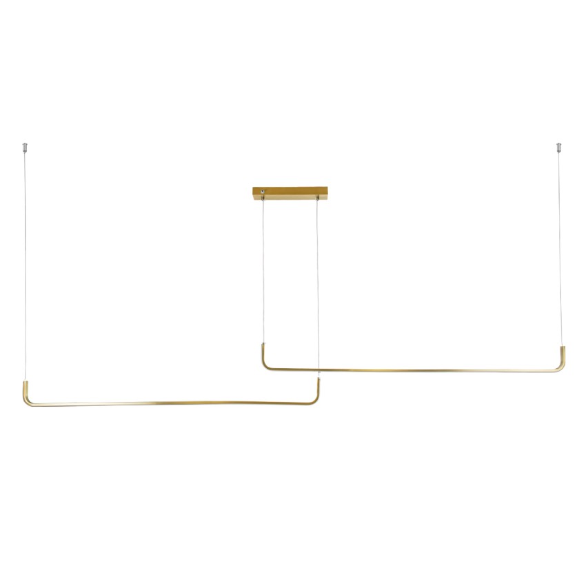 GLOBOSTAR® LINARIA DUO  Μοντέρνο Κρεμαστό Φωτιστικό Οροφής LED 72W 8300lm 200° AC 220-240V IP20 Ρυθμιζόμενο Λευκό CCT με Χειριστήριο από 2700K έως 6000K Dimmable - Lumileds SMD Chip - Χρυσό Βούρτσας - Μ220 x Π4 x Υ25cm