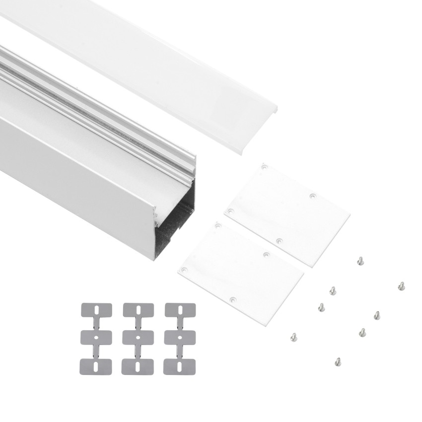 SURFACEPENDANT-PROFILE  Προφίλ Αλουμινίου - Βάση & Ψύκτρα Ταινίας LED με Λευκό Γαλακτερό Κάλυμμα - Επιφανειακή & Κρεμαστή Χρήση - Πατητό Κάλυμμα - Λευκό - 3 Μέτρα - Μ300 x Π5 x Υ7cm