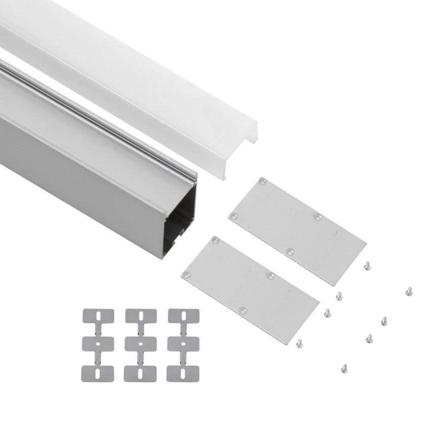 SURFACEPENDANT-PROFILE  Προφίλ Αλουμινίου - Βάση & Ψύκτρα Ταινίας LED με Λευκό Γαλακτερό Κάλυμμα - Επιφανειακή & Κρεμαστή Χρήση - Πατητό Κάλυμμα - Ασημί - 3 Μέτρα - Μ300 x Π3.5 x Υ7.4cm