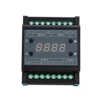 AC Triac DMX Dimmer Din Rail Ράγας 3 Καναλιών AC 100-240V 3 x 1A 220W - Max 3A 660W - IP20 Μ8 x Π9 x Υ6cm