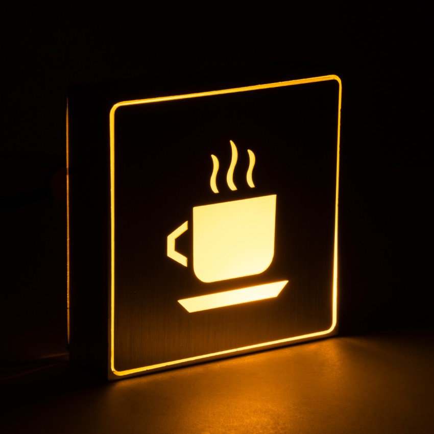SENSATI  Φωτιστικό Τοίχου Ένδειξης HOT COFFEE LED 1W AC 220-240V IP20 - Σώμα Αλουμινίου - Μ11 x Π11 x Υ3cm - Πορτοκαλί