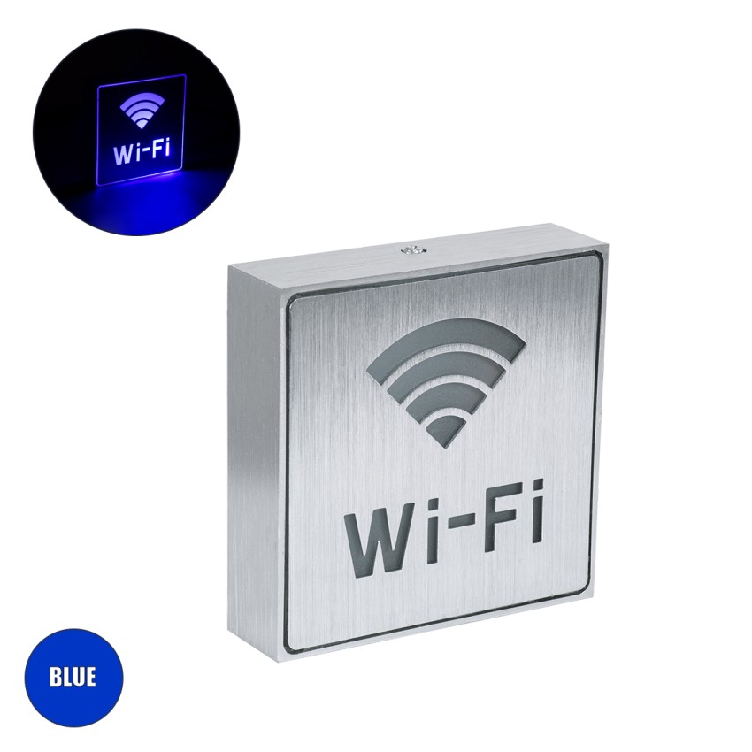 SENSATI  Φωτιστικό Τοίχου Ένδειξης Wi-Fi LED 1W AC 220-240V IP20 - Σώμα Αλουμινίου - Μ11 x Π11 x Υ3cm - Μπλε