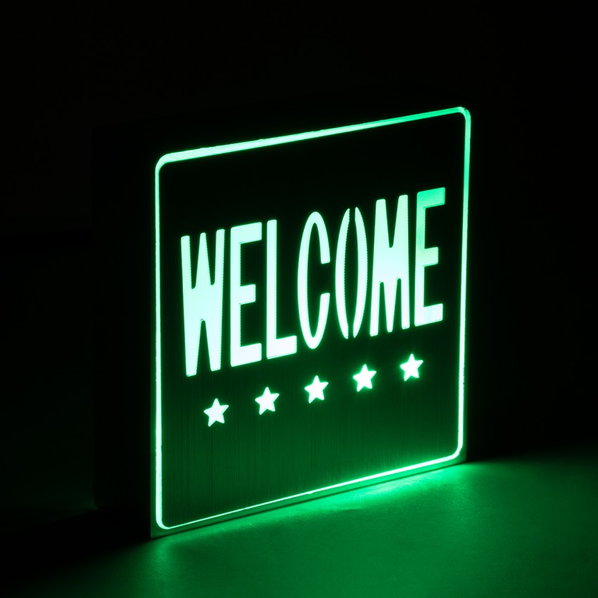 SENSATI  Φωτιστικό Τοίχου Ένδειξης WELCOME 5 STARS LED 1W AC 220-240V IP20 - Σώμα Αλουμινίου - Μ11 x Π11 x Υ3cm - Πράσινο