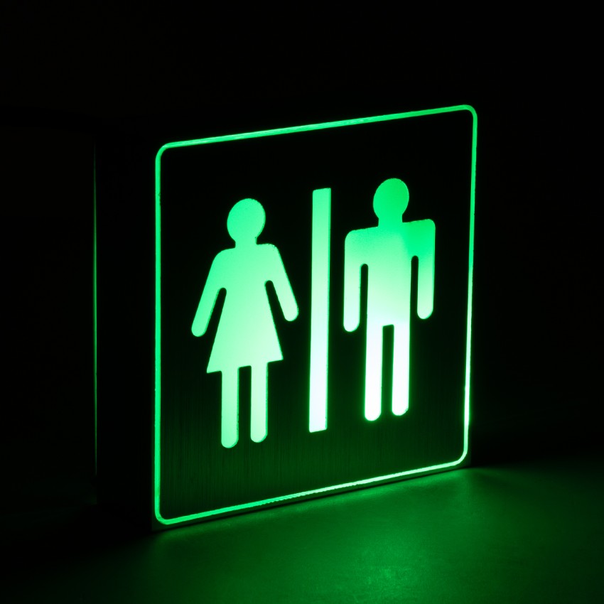 SENSATI  Φωτιστικό Τοίχου Ένδειξης WC MAN & WOMAN LED 1W AC 220-240V IP20 - Σώμα Αλουμινίου - Μ11 x Π11 x Υ3cm - Πράσινο