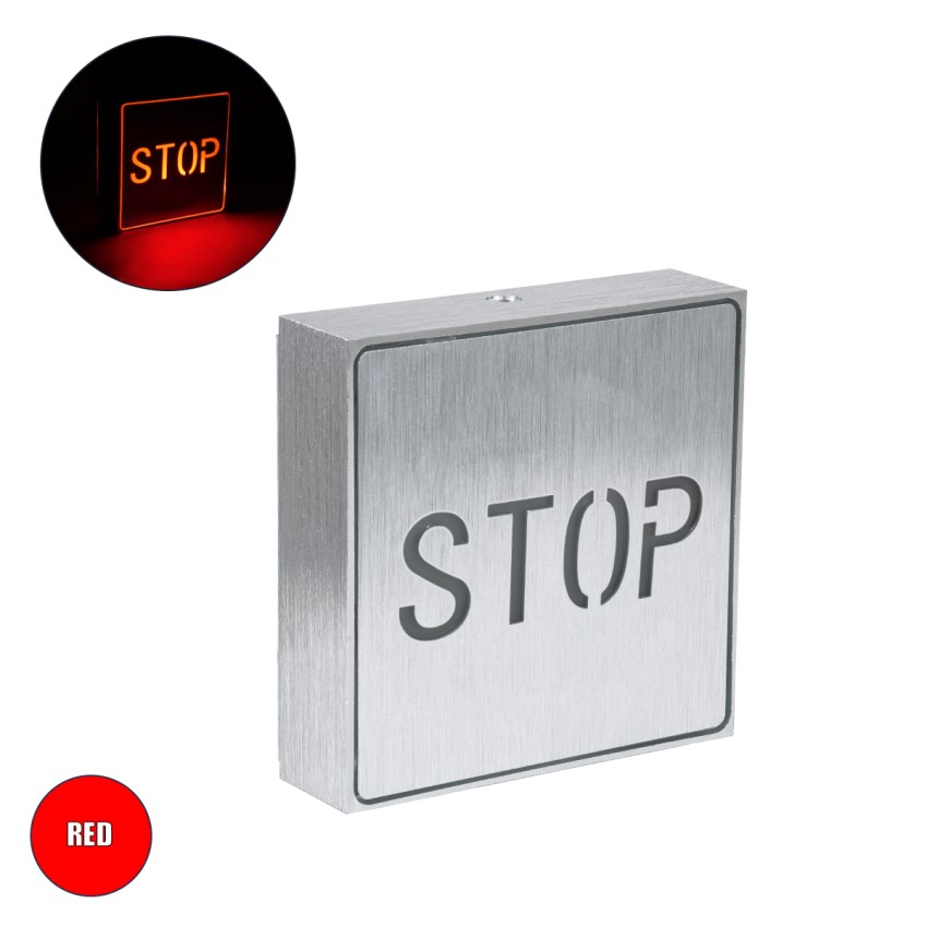 SENSATI  Φωτιστικό Τοίχου Ένδειξης STOP LED 1W AC 220-240V IP20 - Σώμα Αλουμινίου - Μ11 x Π11 x Υ3cm - Κόκκινο