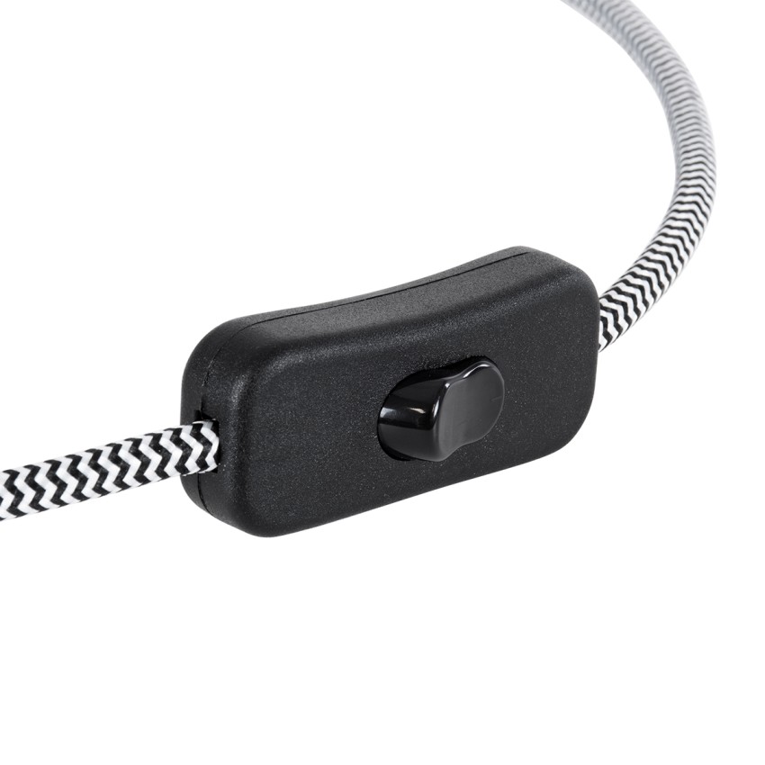 GLOBOSTAR® WHIP  Μοντέρνο DIY Φωτιστικό με Υφασμάτινο Καλώδιο, Ντουί 1 x E27, Διακόπτη On/Off & Πρίζα AC 220-240V IP20 - Λευκό & Μαύρο - Μ140 x Π5.8 x Υ5.8cm