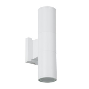 GLOBOSTAR® WALLY  Μοντέρνο Φωτιστικό Τοίχου - Απλίκα με Ντουί 2 x GU10 AC 220-240V Αδιάβροχο IP65 - Λευκό Ματ - Μ6.4 x Π11 x Υ25cm