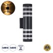 GLOBOSTAR® ORION  Μοντέρνο Φωτιστικό Τοίχου - Απλίκα με Ντουί 2 x GU10 AC 220-240V Αδιάβροχο IP65 - Μαύρο Ματ - Μ9 x Π15 x Υ35.5cm