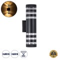 GLOBOSTAR® ORION  Μοντέρνο Φωτιστικό Τοίχου - Απλίκα με Ντουί 2 x GU10 AC 220-240V Αδιάβροχο IP65 - Μαύρο Ματ - Μ9 x Π15 x Υ35.5cm