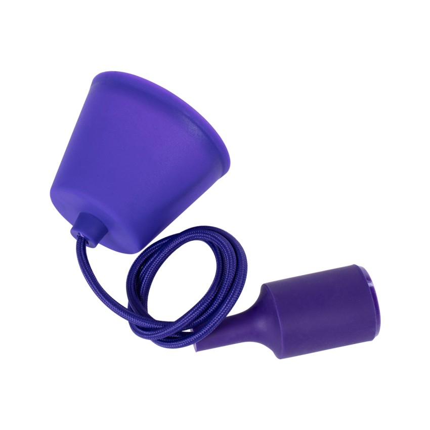 CABLITO  Μοντέρνο Κρεμαστό Φωτιστικό Οροφής Μονόφωτο 1 x E27 Μωβ Σιλικόνης Ανάρτηση με Υφασμάτινο Καλώδιο Φ4 x Υ110cm