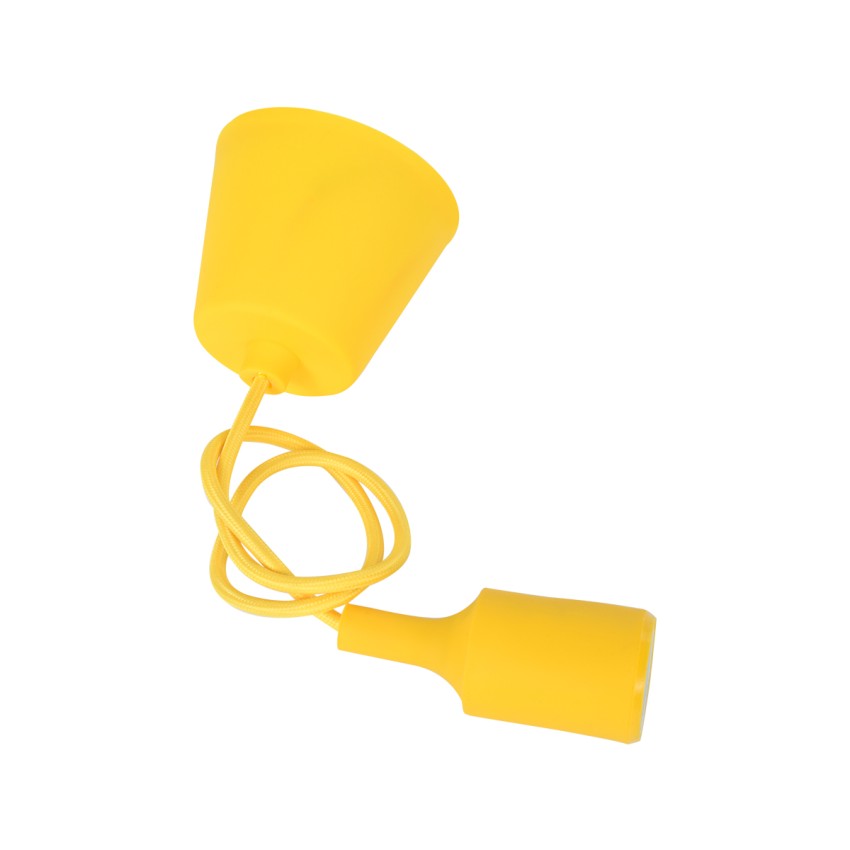 CABLITO  Μοντέρνο Κρεμαστό Φωτιστικό Οροφής Μονόφωτο 1 x E27 Κίτρινο Σιλικόνης Ανάρτηση με Υφασμάτινο Καλώδιο Φ4 x Υ110cm