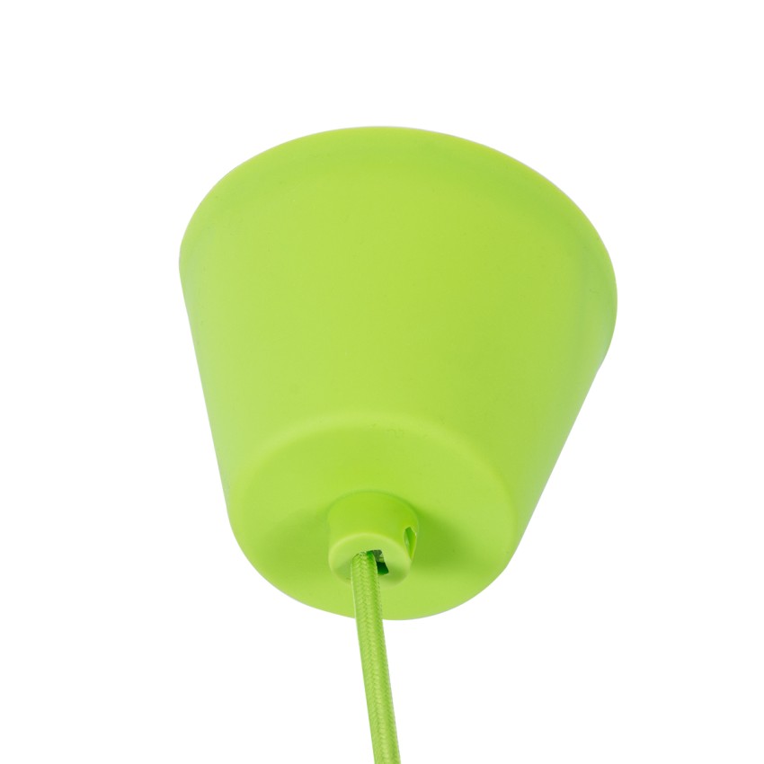 CABLITO  Μοντέρνο Κρεμαστό Φωτιστικό Οροφής Μονόφωτο 1 x E27 Πράσινο Λαχανί Σιλικόνης Ανάρτηση με Υφασμάτινο Καλώδιο Φ4 x Υ110cm