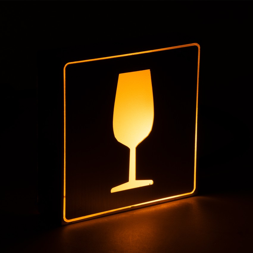 SENSATI  Φωτιστικό Τοίχου Ένδειξης GLASS OF WINE LED 1W AC 220-240V IP20 - Σώμα Αλουμινίου - Μ11 x Π11 x Υ3cm - Πορτοκαλί