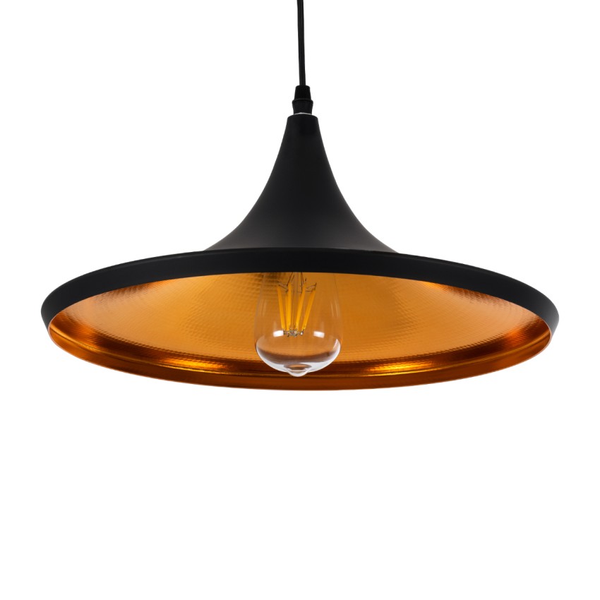 SHANGHAI  Μοντέρνο Κρεμαστό Φωτιστικό Καμπάνα Μονόφωτο 1 x E27 IP20 Μαύρο & Χρυσό Μέταλλο - Μ37 x Π37 x Υ20cm