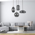 GLOBOSTAR® AXTON  Μοντέρνο Κρεμαστό Φωτιστικό Οροφής LED 5W 500lm 180° AC 220-240V IP20 Θερμό Λευκό 2700K - Sanan SMD Chip - Μαύρο Φιμέ - Μ30 x Π30 x Υ15cm