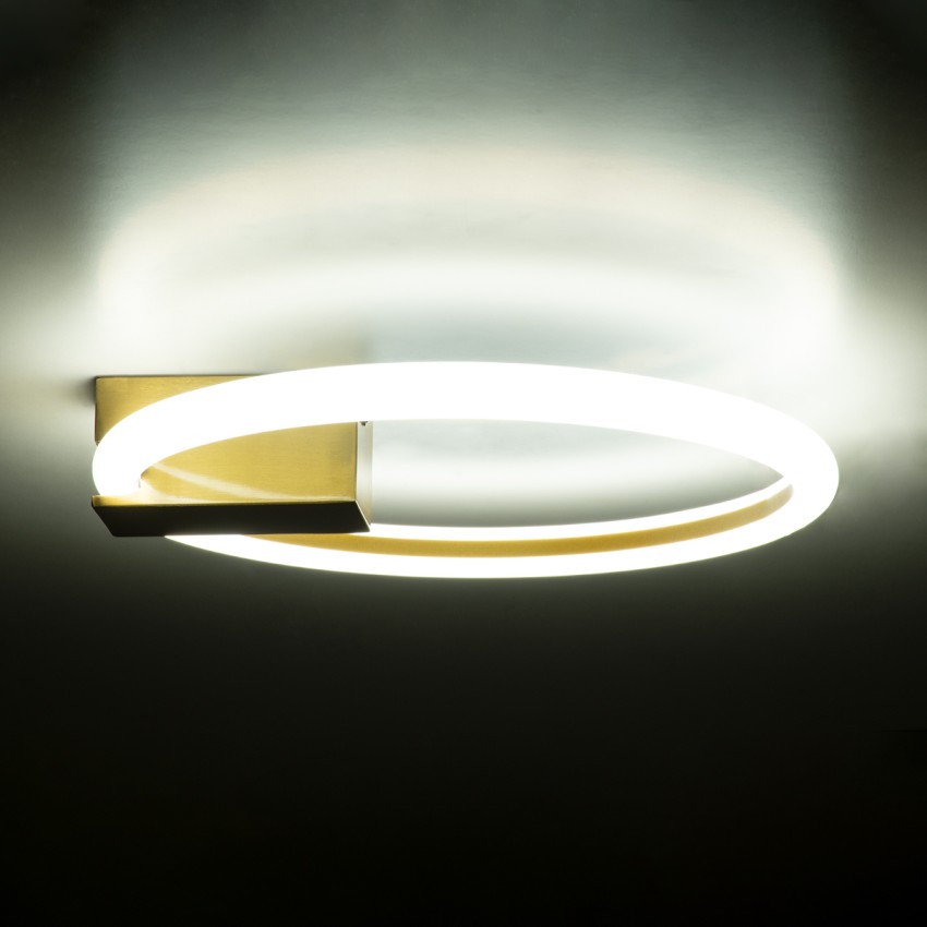 CINDERELLA  Φωτιστικό Οροφής Δαχτυλίδι-Κύκλος LED CCT 16W 1792lm 360° AC 220-240V - Εναλλαγή Φωτισμού μέσω Διακόπτη On/Off All In One Ψυχρό 6000k+Φυσικό 4500k+Θερμό 2700k Φ28cm - Χρυσό Βούρτσας