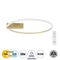 CINDERELLA  Φωτιστικό Οροφής Δαχτυλίδι-Κύκλος LED CCT 30W 3360lm 360° AC 220-240V - Εναλλαγή Φωτισμού μέσω Τηλεχειριστηρίου All In One Ψυχρό 6000k+Φυσικό 4500k+Θερμό 2700k Dimmable Φ50cm - Χρυσό Βούρτσας