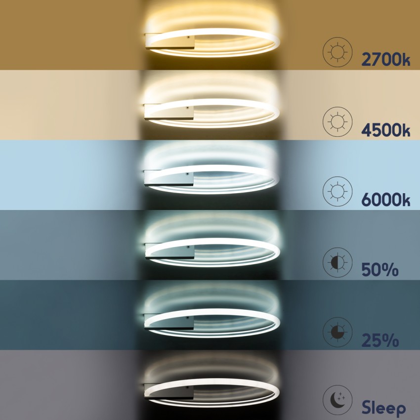 CINDERELLA  Φωτιστικό Οροφής Δαχτυλίδι-Κύκλος LED CCT 30W 3360lm 360° AC 220-240V - Εναλλαγή Φωτισμού μέσω Τηλεχειριστηρίου All In One Ψυχρό 6000k+Φυσικό 4500k+Θερμό 2700k Dimmable Φ50cm - Χρώμιο Νικελ
