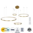 GLOBOSTAR® DIAMOND TETRA  Μοντέρνο Κρεμαστό Φωτιστικό Οροφής LED 150W 18379lm 360° AC 220-240V IP20 Ρυθμιζόμενο Λευκό CCT με Χειριστήριο από 2700K έως 6000K Dimmable - Lumileds SMD Chip - Χρυσό Βούρτσας - Μ150 x Π150 x Υ60cm