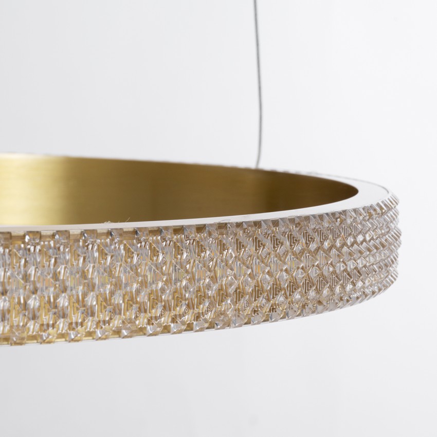 GLOBOSTAR® DIAMOND TETRA  Μοντέρνο Κρεμαστό Φωτιστικό Οροφής LED 150W 18379lm 360° AC 220-240V IP20 Ρυθμιζόμενο Λευκό CCT με Χειριστήριο από 2700K έως 6000K Dimmable - Lumileds SMD Chip - Χρυσό Βούρτσας - Μ150 x Π150 x Υ60cm
