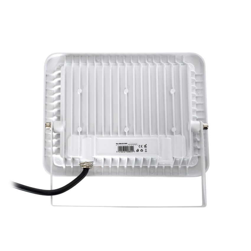 GLOBOSTAR® ATLAS  Προβολέας LED 50W 5750lm 120° AC 220-240V Αδιάβροχο IP67 Θερμό Λευκό 2700K - Lumileds SMD Chip  - Λευκό Ματ - Μ21 x Π3.5 x Υ16cm