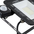 GLOBOSTAR® AURORA  Προβολέας με Ανιχνευτή PIR / Αισθητήρα Κίνησης LED 30W 3750lm 120° AC 220-240V Αδιάβροχο IP67 Ψυχρό Λευκό 6000K - Lumileds SMD Chip  - Μαύρο Ματ - Μ16 x Π5 x Υ17.5cm