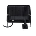 GLOBOSTAR® AURORA  Προβολέας με Ανιχνευτή PIR / Αισθητήρα Κίνησης LED 50W 6250lm 120° AC 220-240V Αδιάβροχο IP67 Ψυχρό Λευκό 6000K - Lumileds SMD Chip  - Μαύρο Ματ - Μ21 x Π5 x Υ21cm