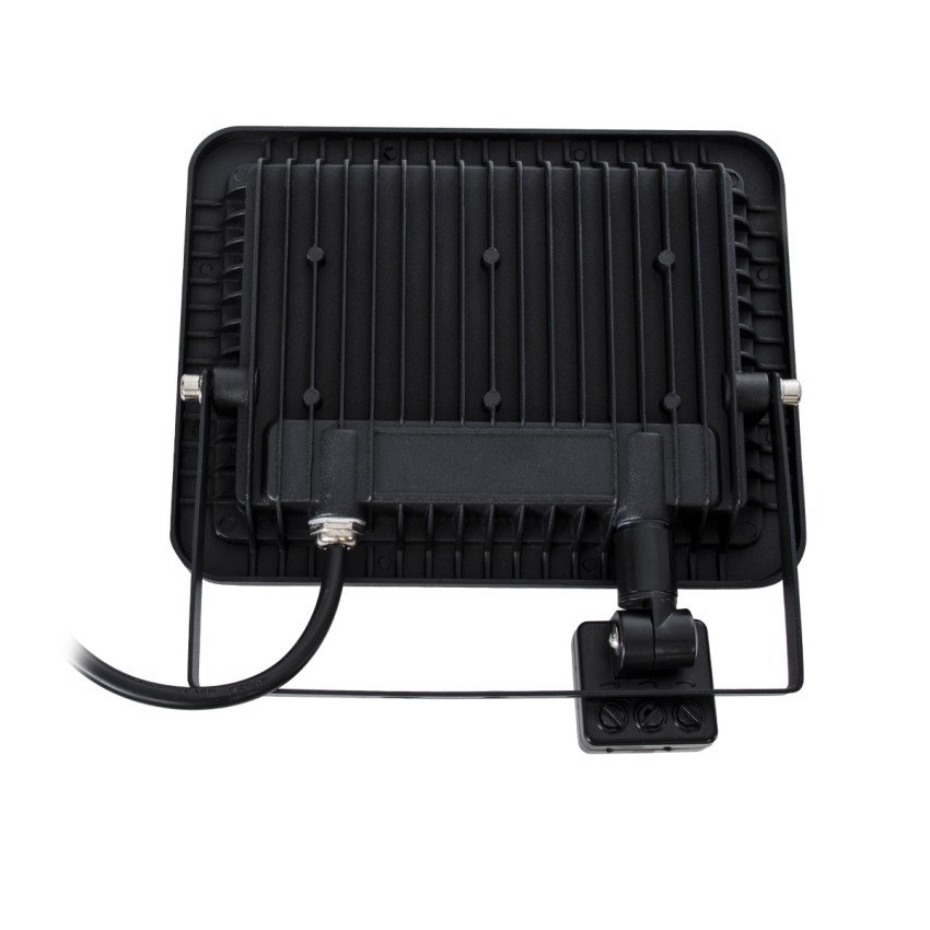 GLOBOSTAR® AURORA  Προβολέας με Ανιχνευτή PIR / Αισθητήρα Κίνησης LED 50W 6250lm 120° AC 220-240V Αδιάβροχο IP67 Ψυχρό Λευκό 6000K - Lumileds SMD Chip  - Μαύρο Ματ - Μ21 x Π5 x Υ21cm