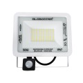 GLOBOSTAR® AURORA  Προβολέας με Ανιχνευτή PIR / Αισθητήρα Κίνησης LED 50W 6250lm 120° AC 220-240V Αδιάβροχο IP67 Ψυχρό Λευκό 6000K - Lumileds SMD Chip  - Λευκό Ματ - Μ21 x Π5 x Υ21cm