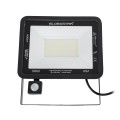 GLOBOSTAR® AURORA  Προβολέας με Ανιχνευτή PIR / Αισθητήρα Κίνησης LED 100W 12500lm 120° AC 220-240V Αδιάβροχο IP67 Ψυχρό Λευκό 6000K - Lumileds SMD Chip  - Μαύρο Ματ - Μ25 x Π6.5 x Υ27.5cm