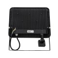 GLOBOSTAR® AURORA  Προβολέας με Ανιχνευτή PIR / Αισθητήρα Κίνησης LED 100W 12500lm 120° AC 220-240V Αδιάβροχο IP67 Ψυχρό Λευκό 6000K - Lumileds SMD Chip  - Μαύρο Ματ - Μ25 x Π6.5 x Υ27.5cm