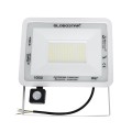 GLOBOSTAR® AURORA  Προβολέας με Ανιχνευτή PIR / Αισθητήρα Κίνησης LED 100W 12500lm 120° AC 220-240V Αδιάβροχο IP67 Ψυχρό Λευκό 6000K - Lumileds SMD Chip  - Λευκό Ματ - Μ25 x Π6.5 x Υ27.5cm