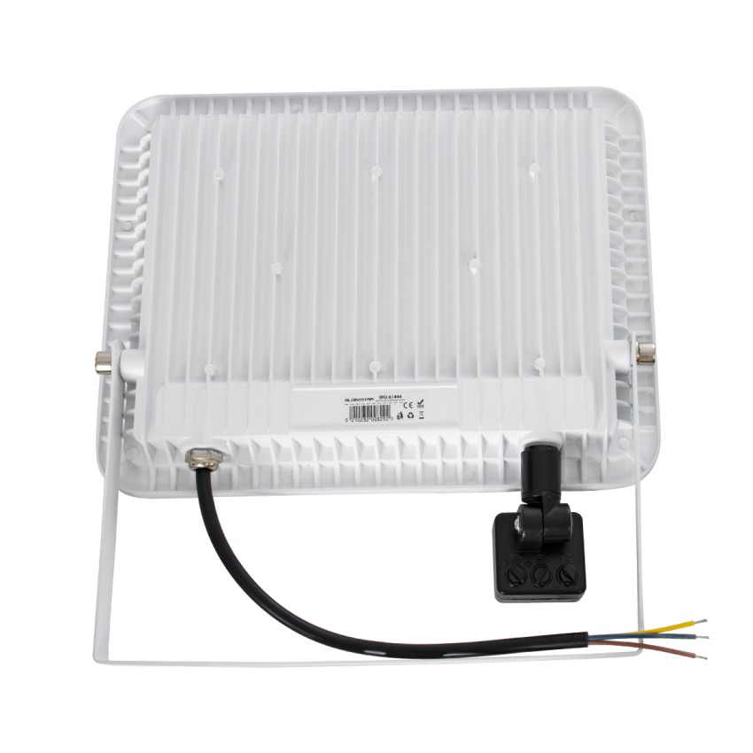 GLOBOSTAR® AURORA  Προβολέας με Ανιχνευτή PIR / Αισθητήρα Κίνησης LED 100W 12500lm 120° AC 220-240V Αδιάβροχο IP67 Ψυχρό Λευκό 6000K - Lumileds SMD Chip  - Λευκό Ματ - Μ25 x Π6.5 x Υ27.5cm