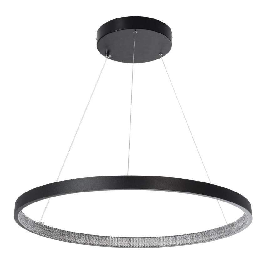 GLOBOSTAR® DIAMOND  Μοντέρνο Κρεμαστό Φωτιστικό Οροφής LED 45W 5040lm 360° AC 220-240V IP20 Ρυθμιζόμενο Λευκό CCT με Χειριστήριο από 2700K έως 6000K Dimmable - Lumileds SMD Chip - Μαύρο Ματ - Μ60 x Π60 x Υ3cm
