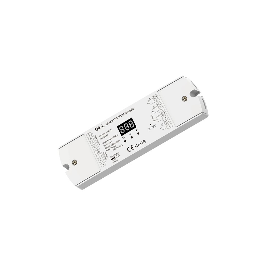 D4-L SKYDANCE DC DMX & RDM Dimmer High Speed Controller / Decoder 4 Καναλιών DC 12-24V 4 x 5A 120W - Max 20.5A 480W - IP20 Μ17 x Π5 x Υ2.5cm