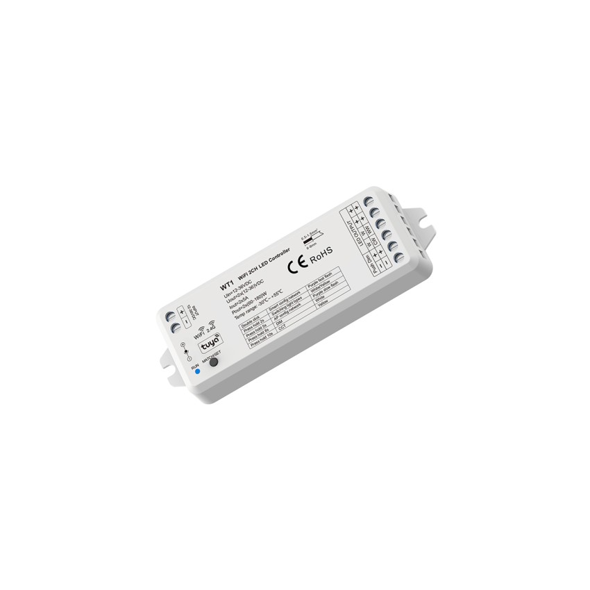 WT1 SKYDANCE DC WiFi & RF 2.4Ghz Dimmer High Speed Controller 2 Καναλιών DC 12-36V 2 x 5A 180W - Max 10A 180W - IP20 Μ11.5 x Π3.5 x Υ2cm
