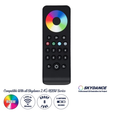 RS8 SKYDANCE Ασύρματο Χειριστήριο Αφής RF 2.4Ghz 8 Group για όλα τα RGB/RGBW SKYDANCE Controller DC 3V 2 x AAA - IP20 Μαύρο Μ14 x Π5 x Υ1.9cm