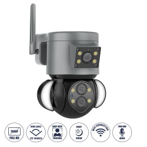 Επιτοίχια Κάμερα Πρίζας WiFi HD 1080P 350° Διπλή Κατέυθυνση Ομιλίας & Ανιχνευτή Κίνησης - Απομακρυσμένος Έλεγχος - Αδιάβροχη IP65 - Γρι Μαύρο - Μ15 x Π14.5 x Y15cm